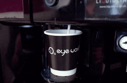 Coffee cup filling at Eye World