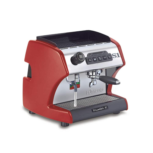 La Spaziale S1 Vivaldi traditional espresso machine in red and stainless steel finish – premium single-group coffee maker for and small coffee set ups.