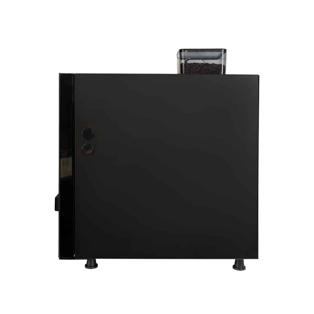 Right‑side view of the Liquildine K1 fresh milk commercial bean‑to‑cup coffee machine with hopper.