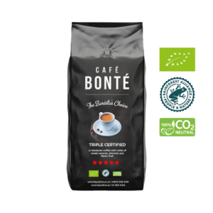 triple certified coffee beans with the cafe bonte logo